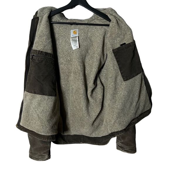 Carhartt Sandstone Sherpa Lined Jacket Mens Large - Picture 3 of 5